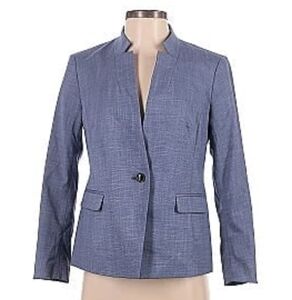 Banana Republic blue gray mandarin collar Blazer 2p petite